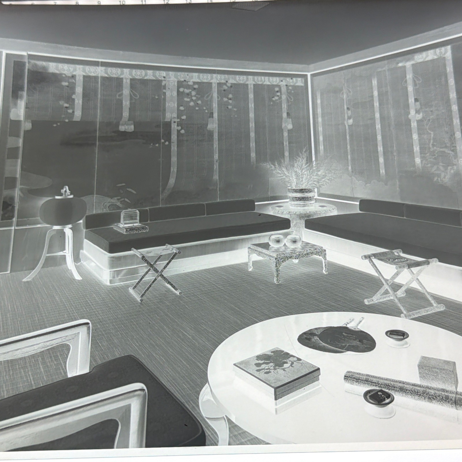 Vintage Large Format Negative Mid Century Modern Living Room Furniture Interior