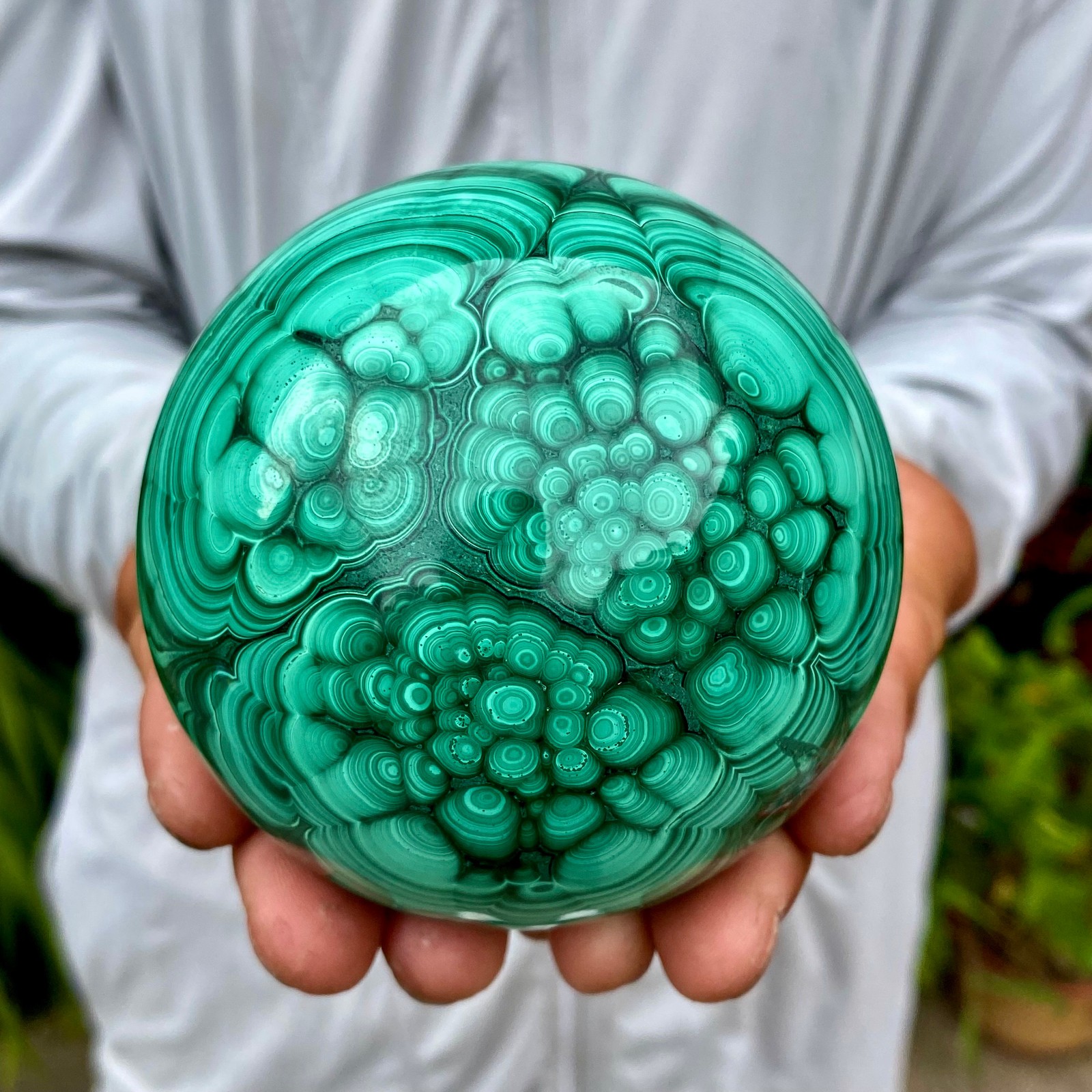 2.51LB Rare Natural Malachite quartz hand Carved sphere Crystal Healing Gem ball