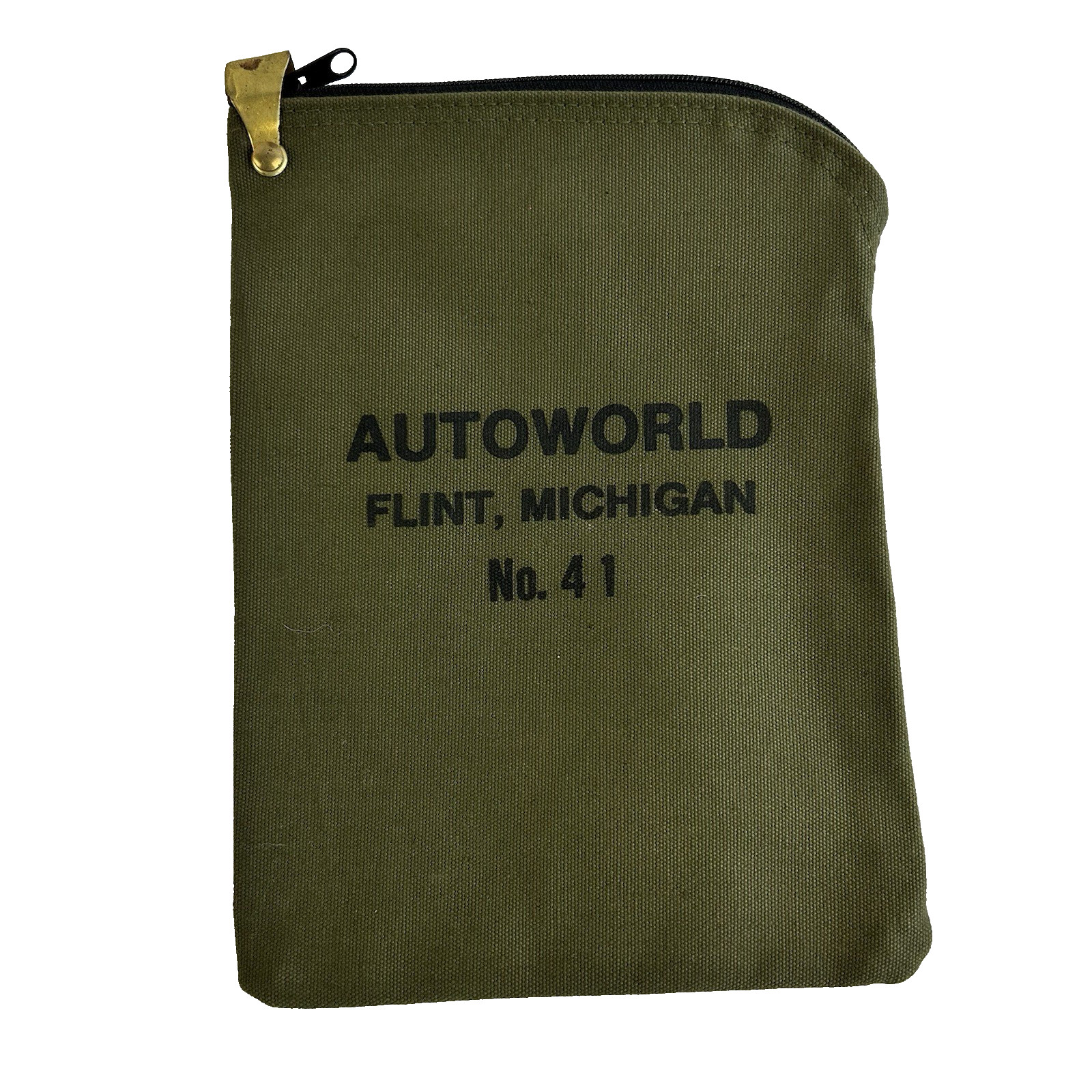 Rare Six Flags AUTOWORLD Theme Park Flint Michigan MI Canvas Bank Money Bag Vtg