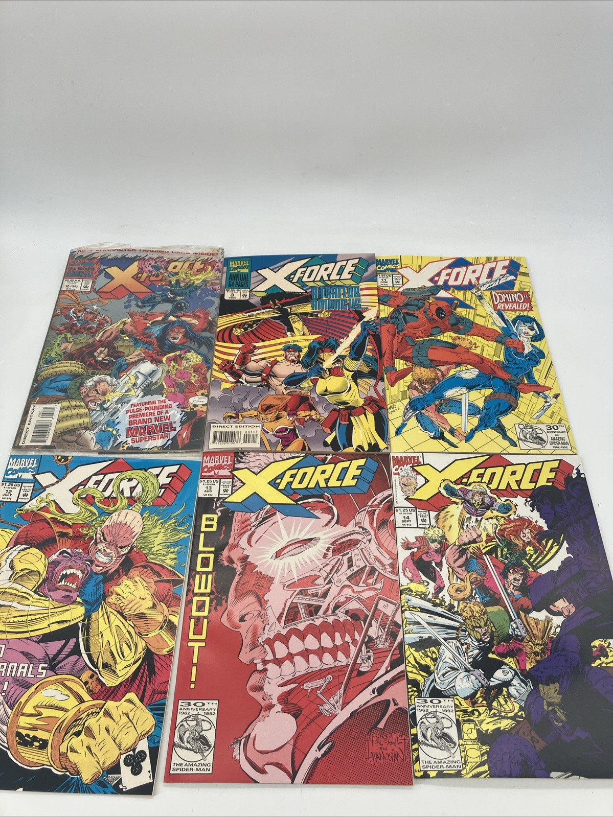 X-Force Comic lot #11 12 13 14 & Annual 2-3 1st full appearance of Domino 1992 X-Force Comic lot #11 12 13 14 & Annual 2-3 1st full appearance of Domino 1992