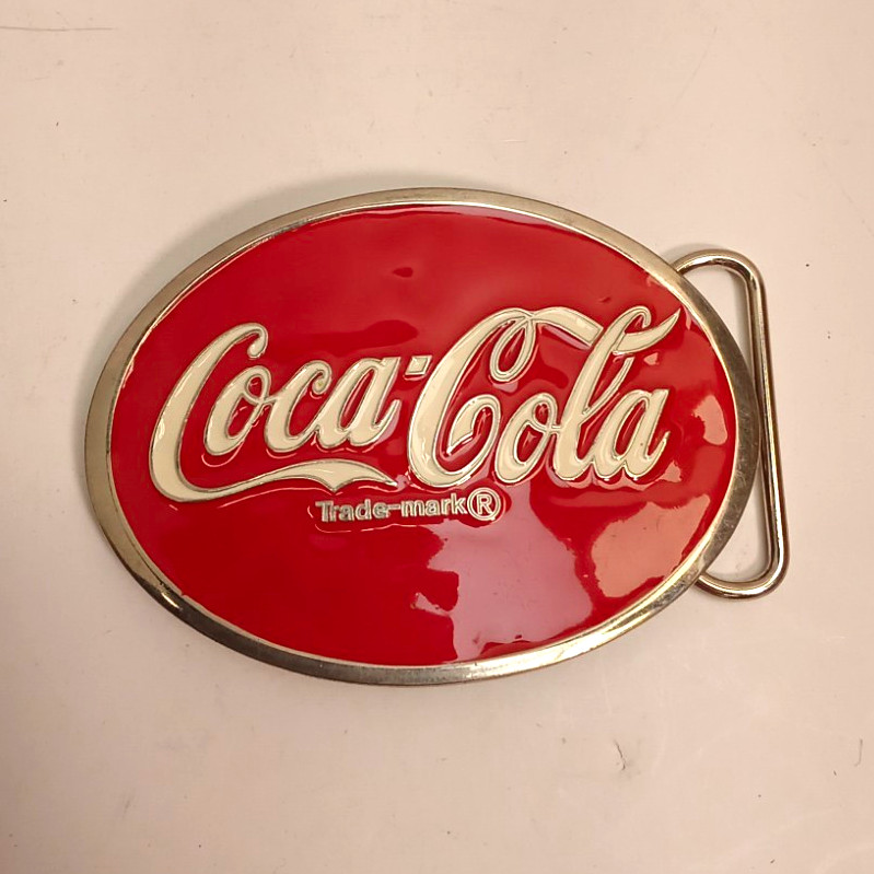 Vintage Coca-Cola Belt Buckle GTO Brand Licensed 3.75x2.6 Enamel & Chrome