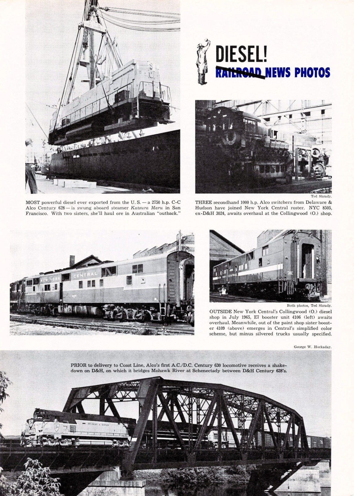 Alco C628 C630 New York Central D&H Diesel Locomotives Vtg 1965 Magazine Image