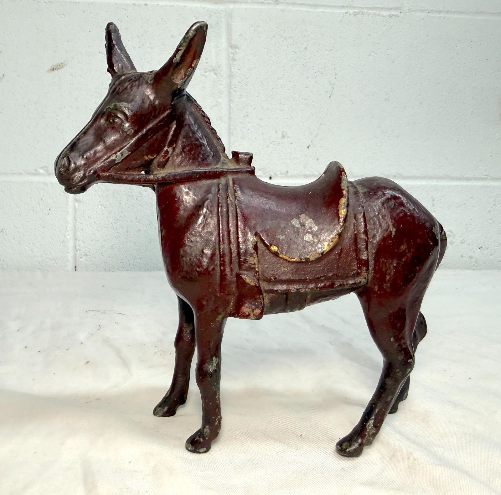 Antique 1920's AC Williams Hand Painted Cast Iron donkey coin penny Still Bank