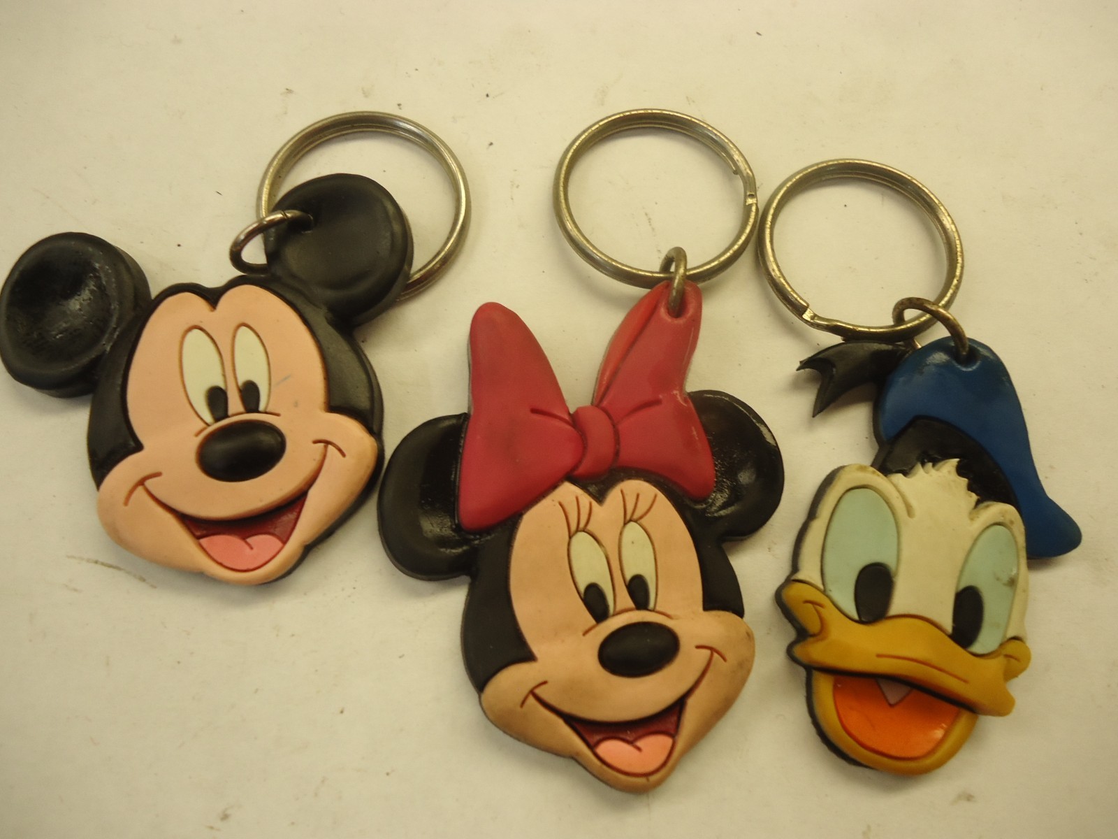Vintage Disney MICKEY MOUSE MINNIE DONALD DUCK Key Chain Keychain SET