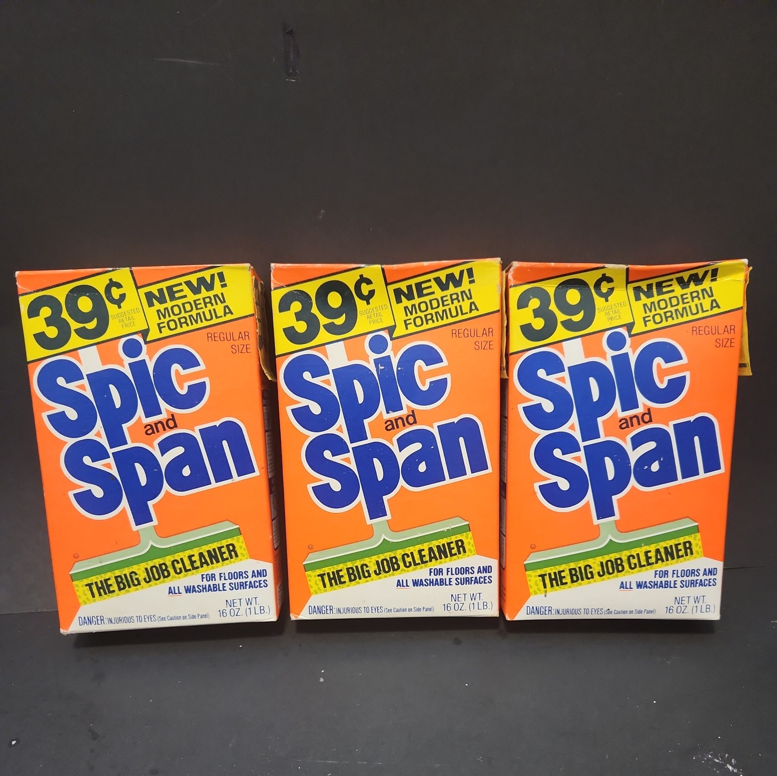 Vintage Spic And Span The Big Job Cleaner Lot of 3 Unopened Pour Spout 16 oz. ea