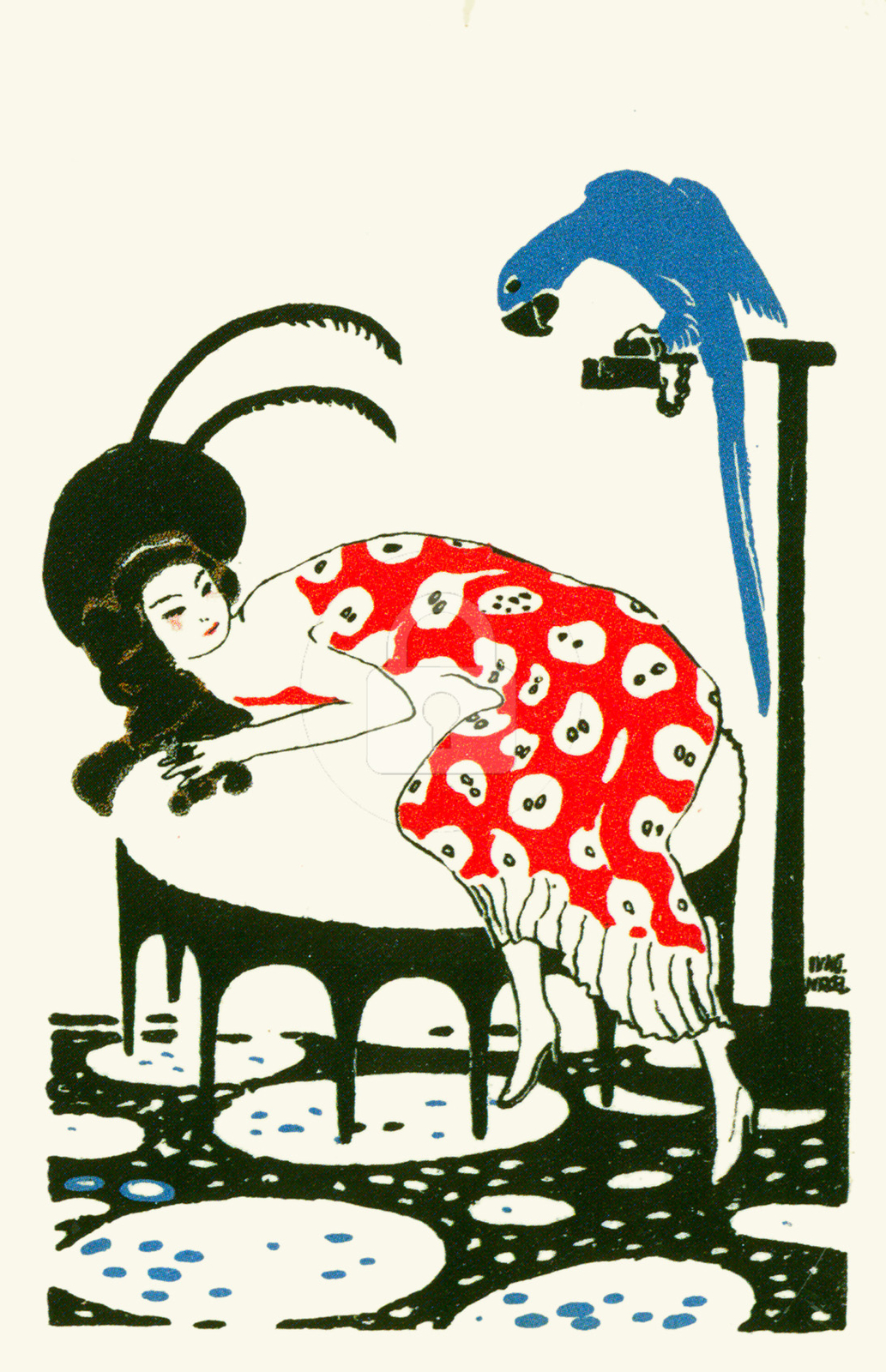 Wiener Werkstatte Postcard 332 Ludwig Heinrich Jungnickel, Fashion 1910 COPY