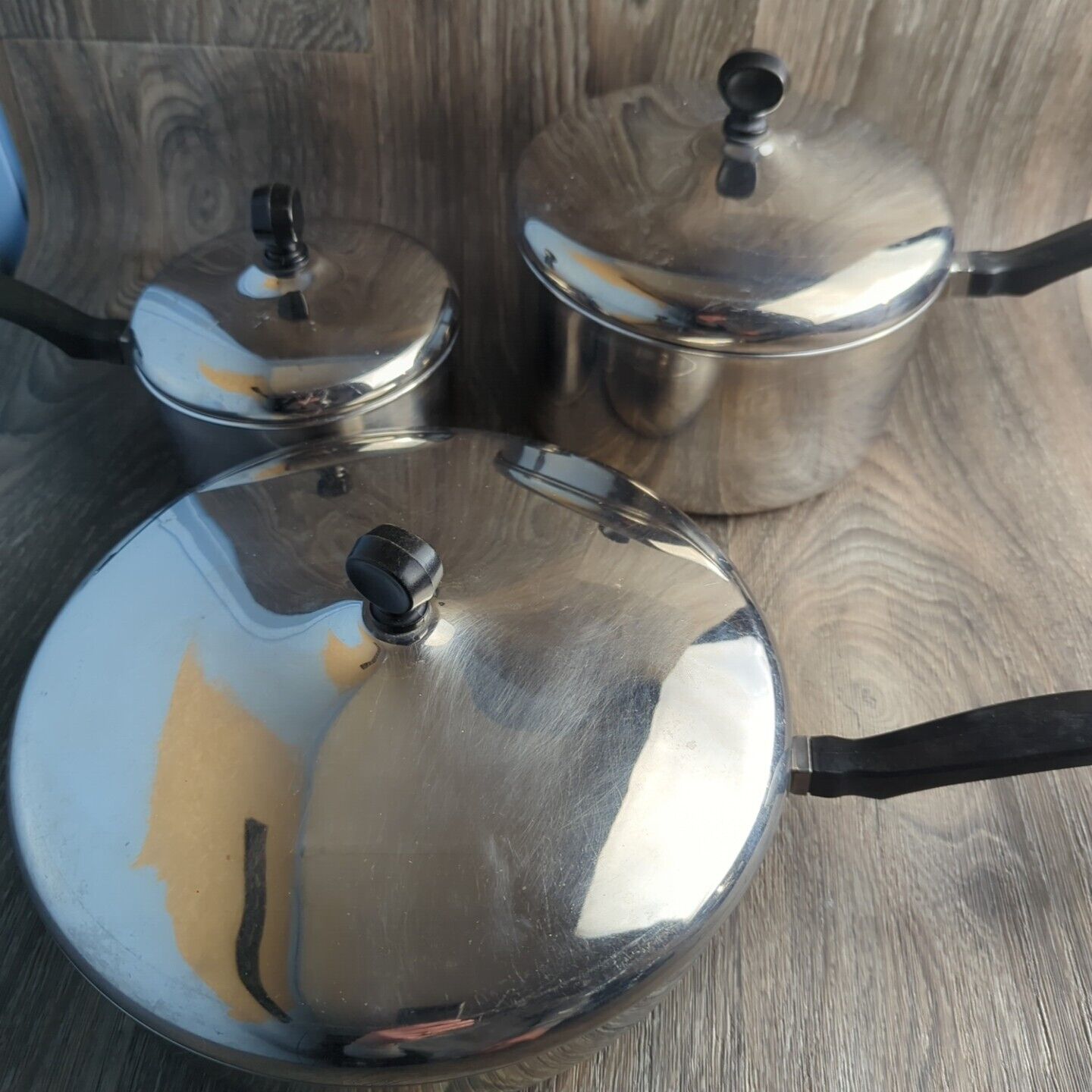 Vintage Farberware Aluminum Clad Stainless Steel Cookware Set Pots Pans 6 Pieces