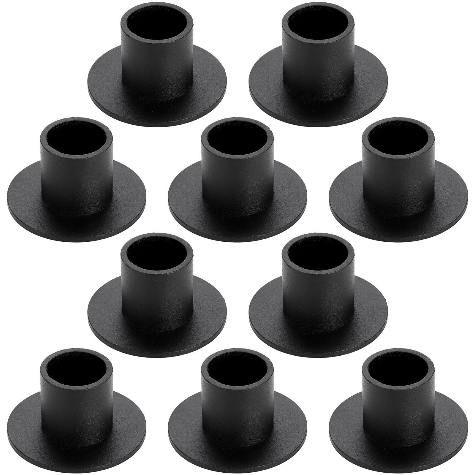 ZENFUN Set of 10 Taper Candle Holders, Iron Black Candlestick Holders