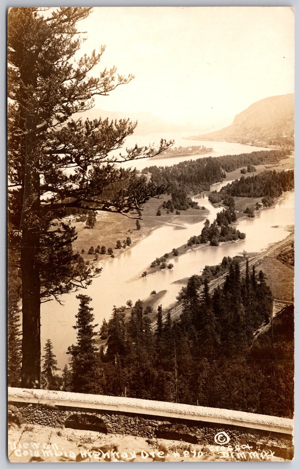 Vintage Columbia River Scenic View Oregon Real Photo Postcard AZO