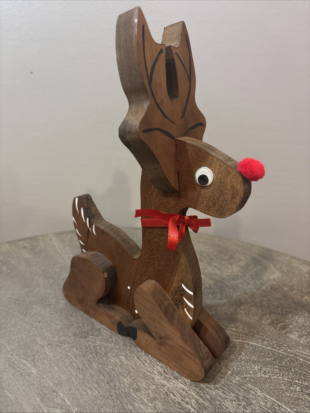 Vintage Wood Sitting Rudolf
