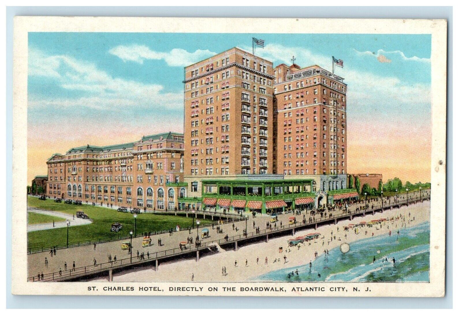 c1910\'s St. Charles Hotel On The Boardwalk Atlantic City NJ Antique Postcard
