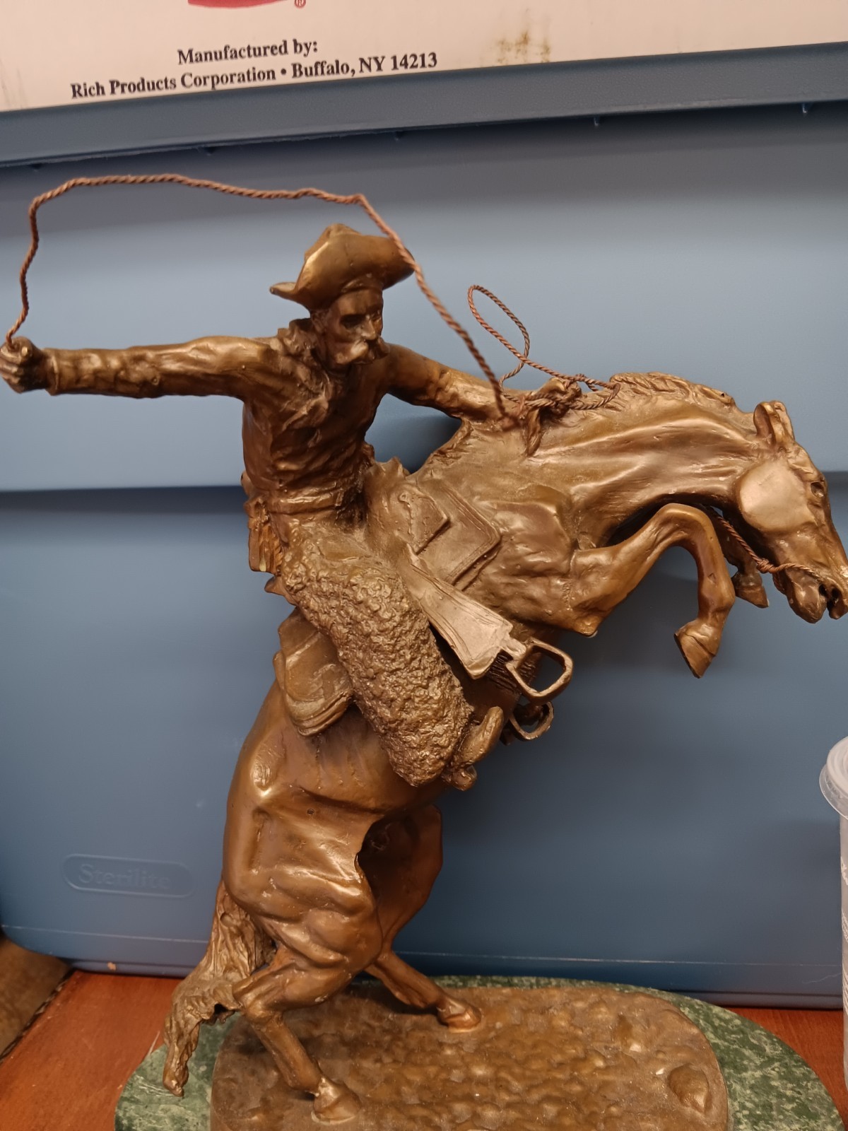 Vintage Frederic Remington Woolly Chaps Solid Bronze on Marble Base Heavy Vintage Frederic Remington Woolly Chaps Solid Bronze on Marble Base Heavy