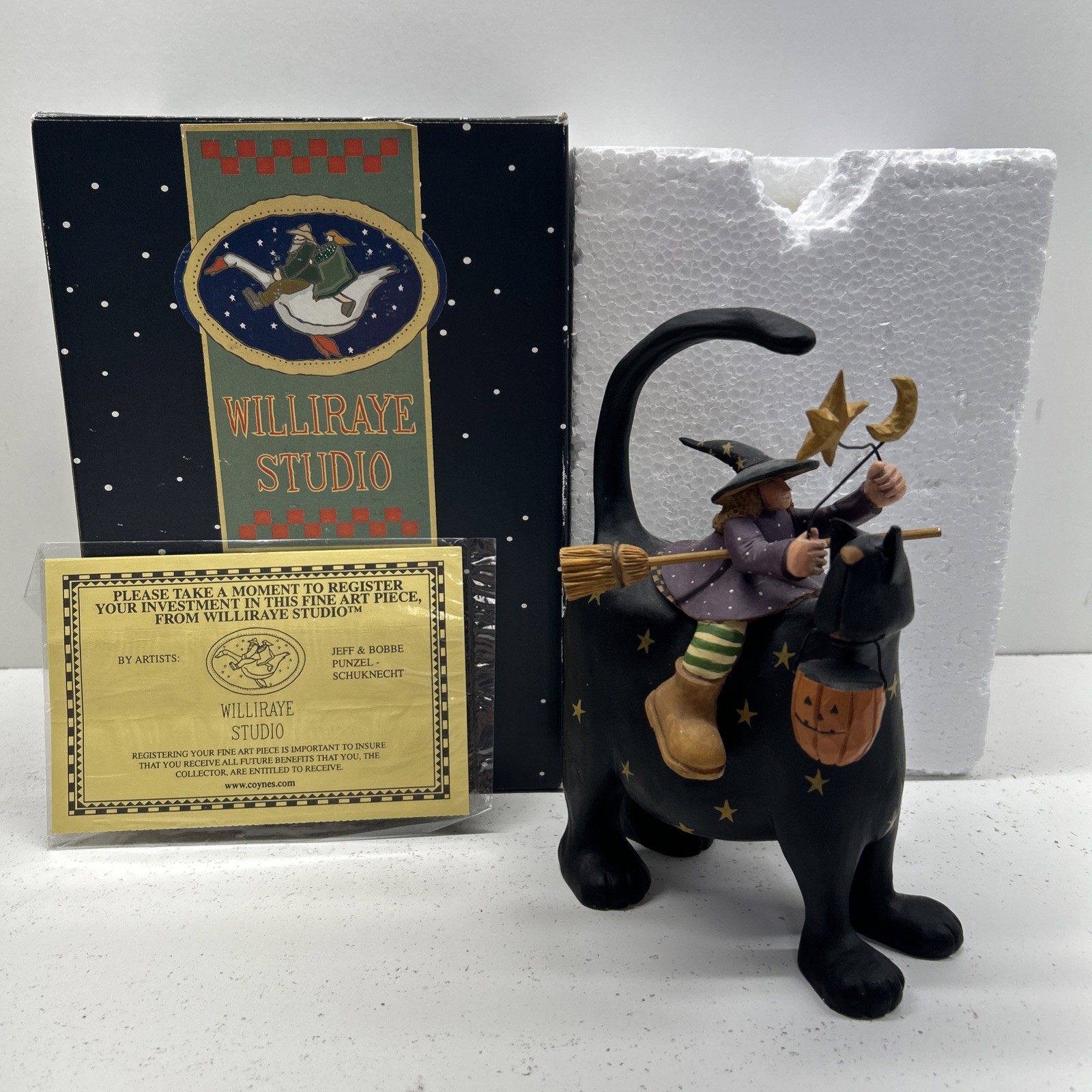 Williraye Studio Halloween Magic WW6014 Witch Black Cat Figurine 2002 w/ Box