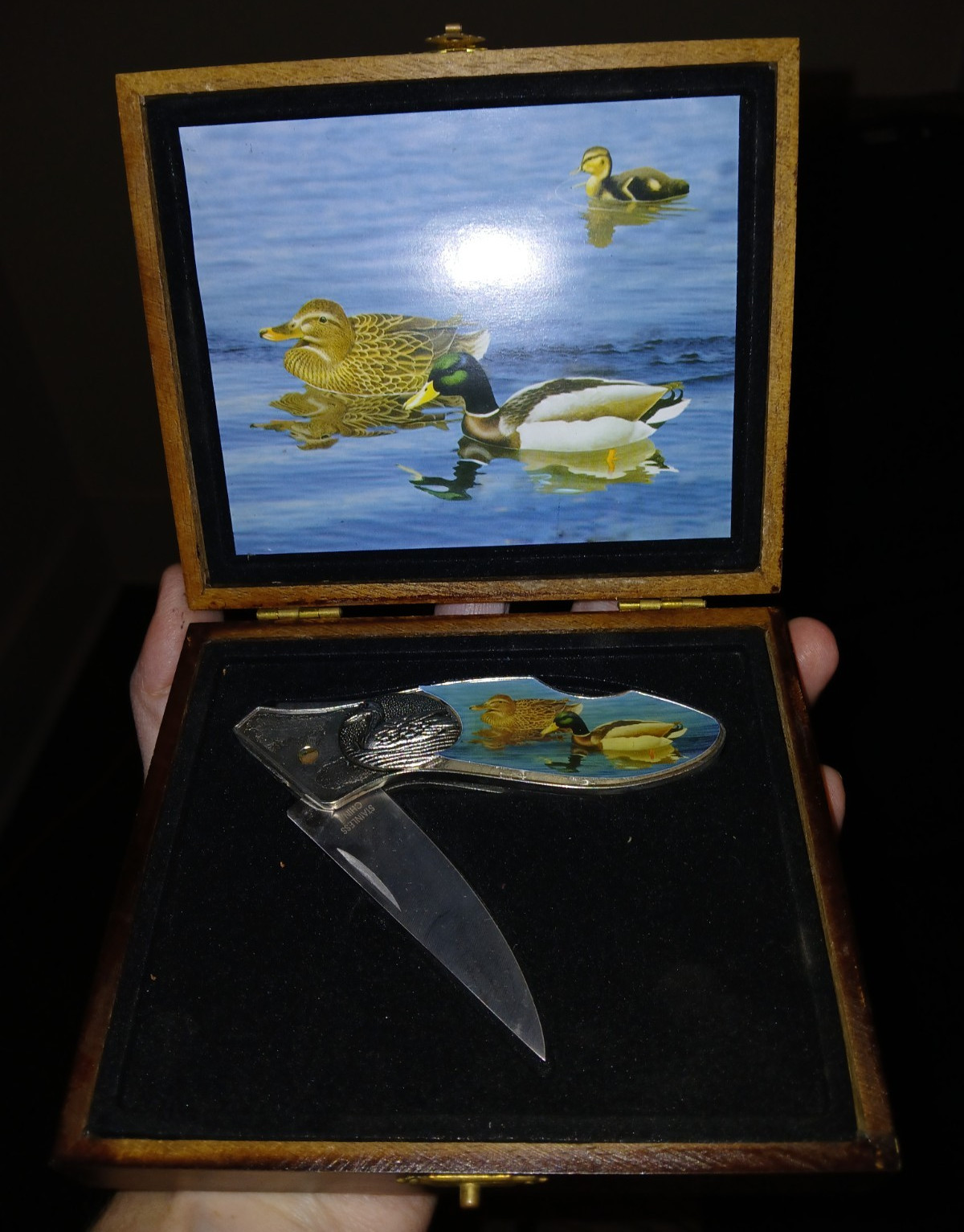 Franklin Mint Mallard Duck Pocketknife Stainless Drop Point 1993 w/ Box Franklin Mint Mallard Duck Pocketknife Stainless Drop Point 1993 w/ Box