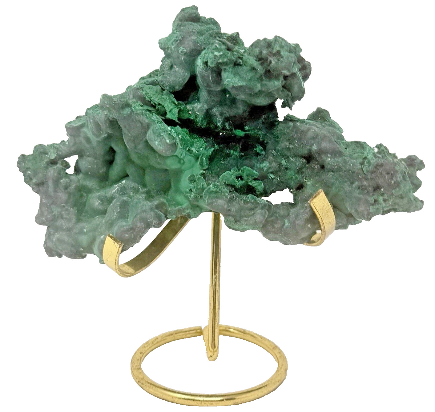 Large 2 Lb. Natural Raw Malachite Specimen  Metal Display Stand included