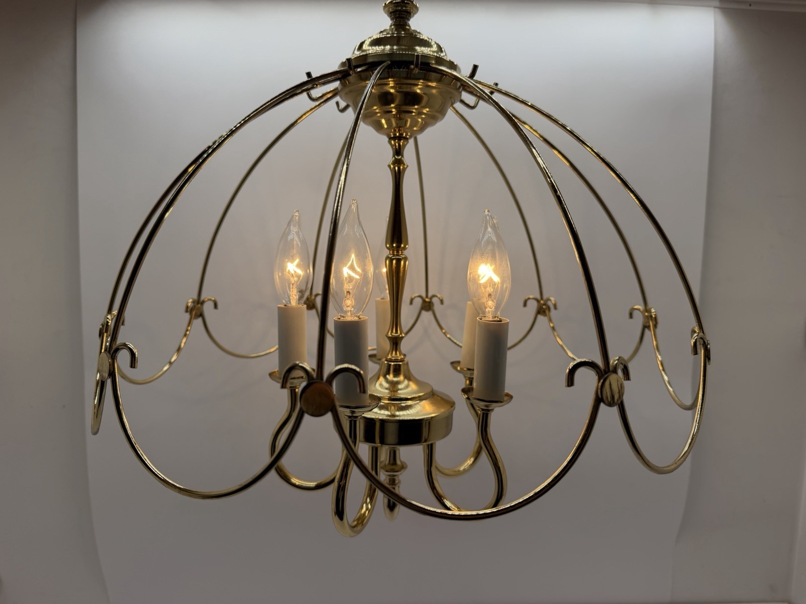 Vintage Brass Chandelier 5-Arm Ceiling Light Fixture Decor Lamp