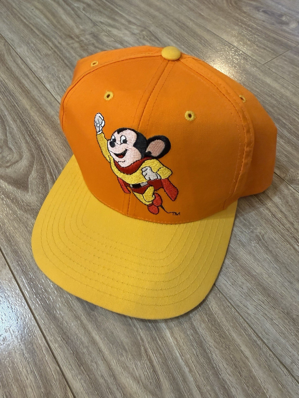 EUC Vintage Mighty Mouse 1993 Blockhead American Needle Toons Snap Back Cap Hat