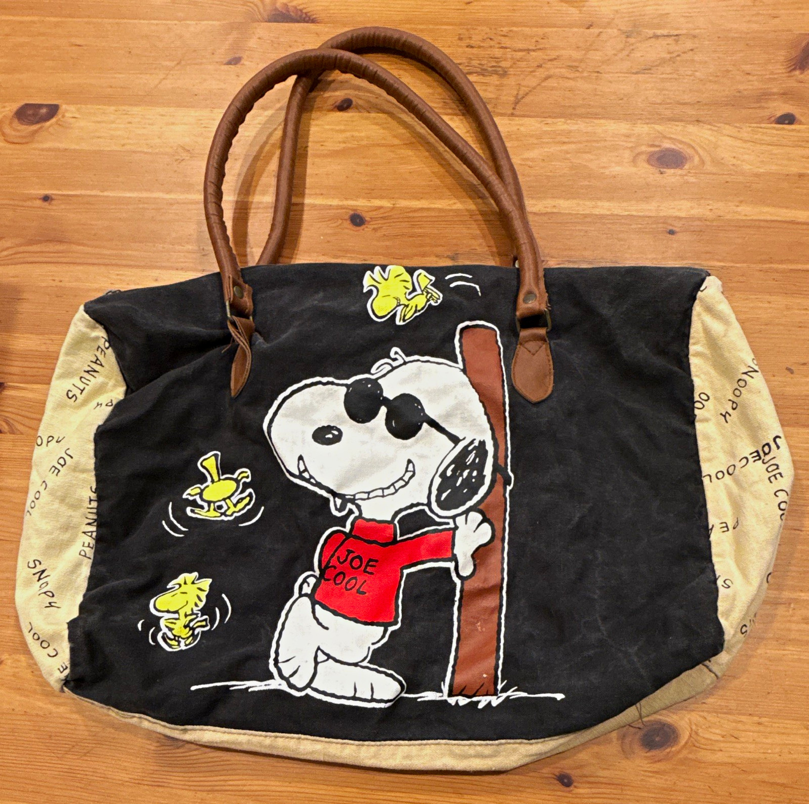 Vintage Peanuts Joe Cool Snoopy Canvas Tote Bag