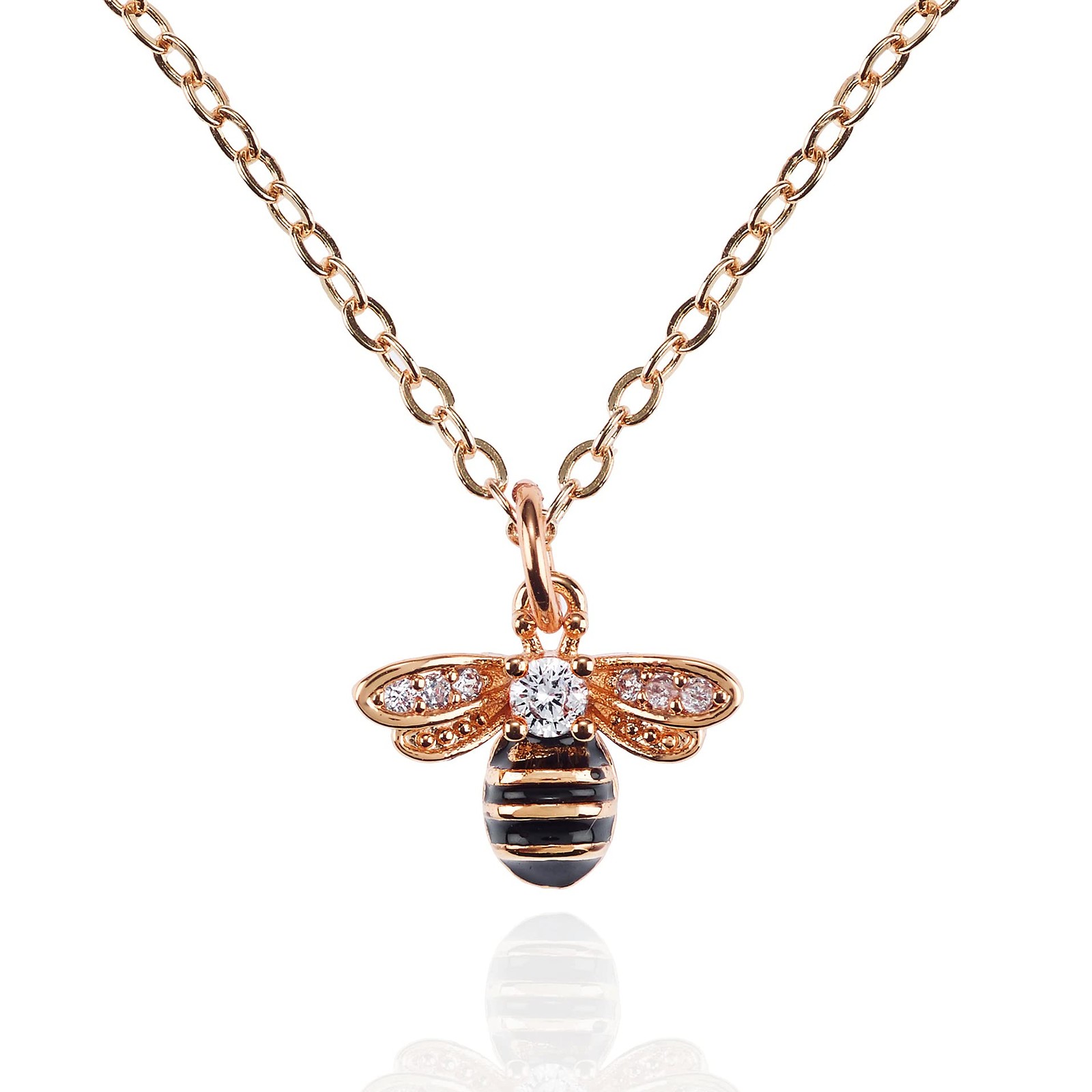 namana Rose Gold Bumble Bee Necklace for Women and Teenage Girls, Elegant Rose