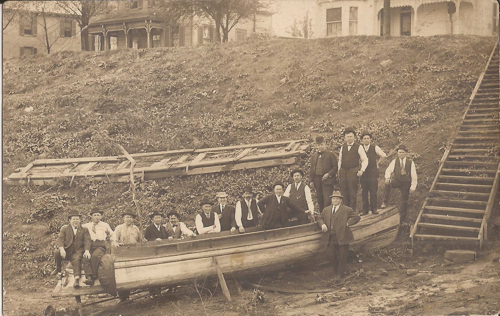 Men with Boat - REAL PHOTO
