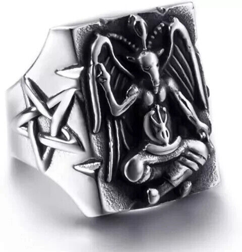 Ring for Men Satanic Baphomet Goat Satan Demon DevlL Lev Luck Lust A++++