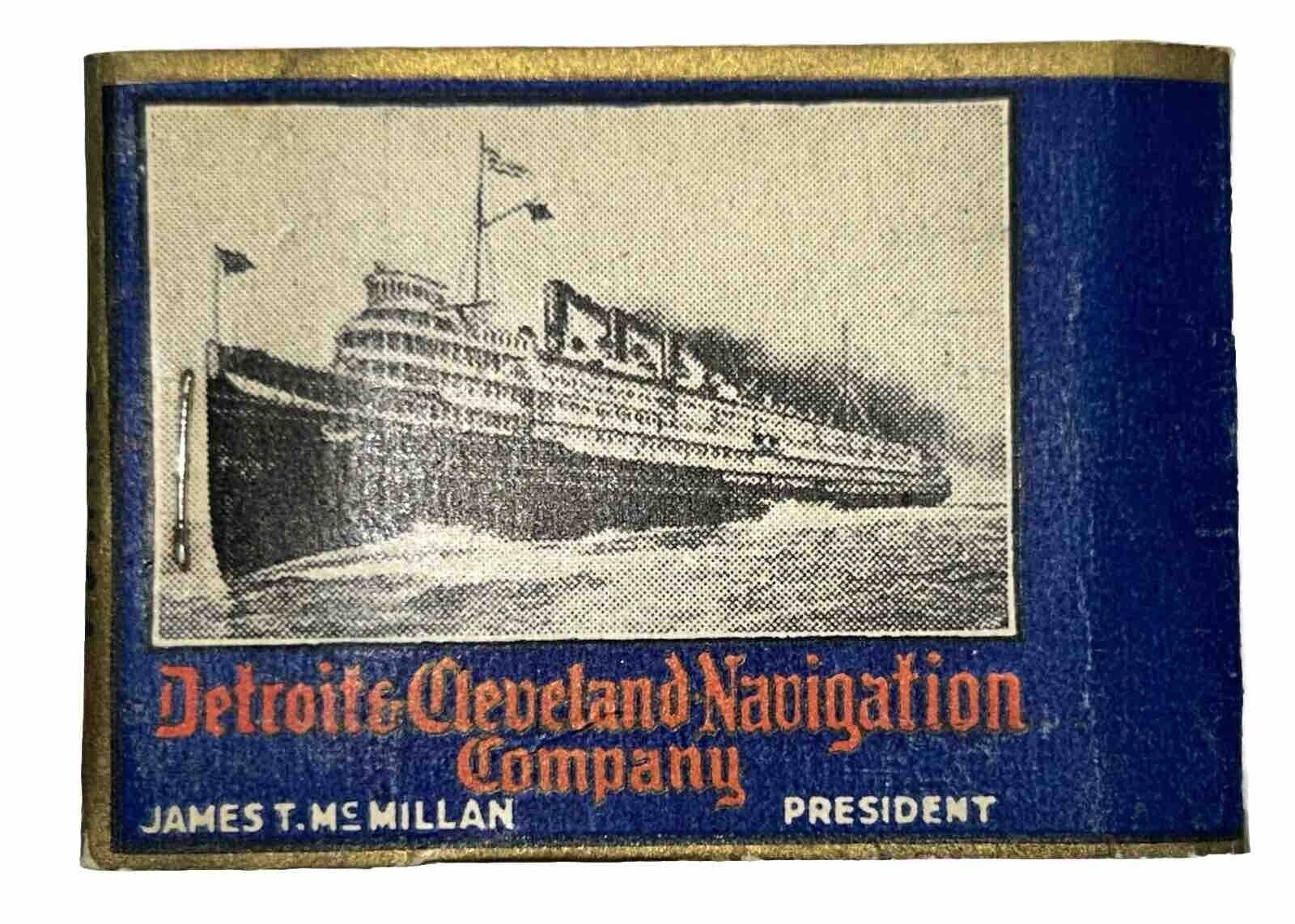 Rare Detroit Cleveland Navigation Co Steamer Line Ship Line D&C Matchbook 1930's