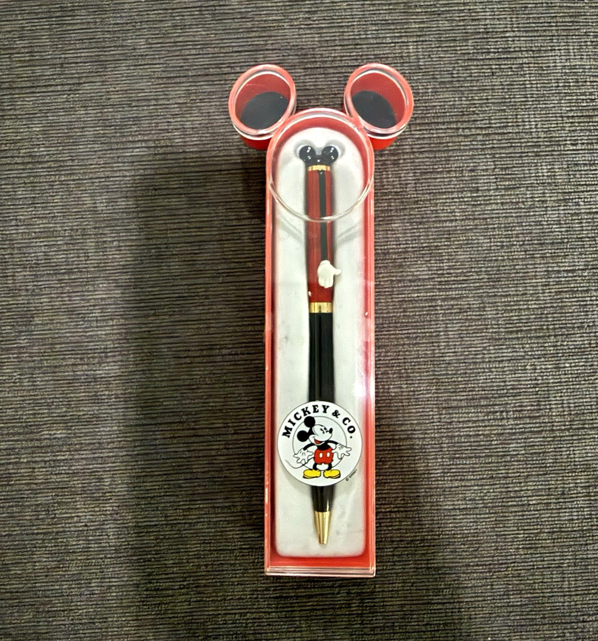 Vintage Mickey & Co. Disney Mickey Mouse Pen in Red Mickey Ears Case