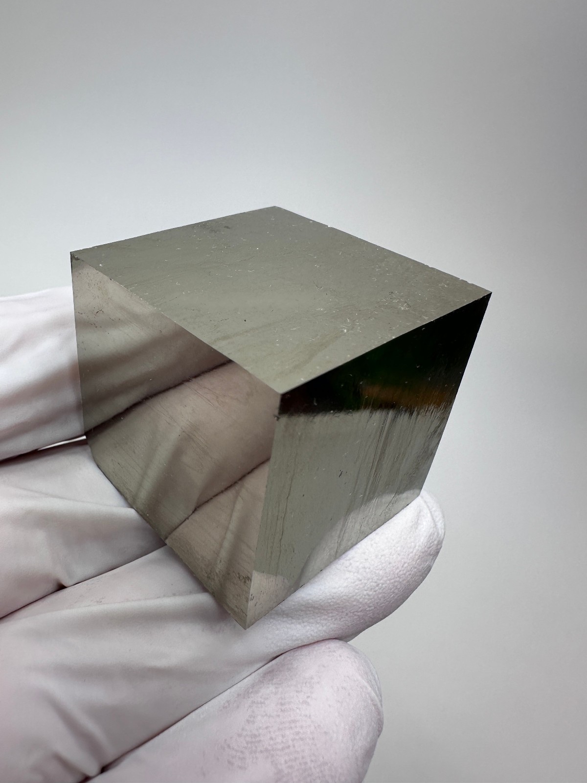MIRROR SHINE__Beautiful Lusterous 1 3/8 '' Pyrite Cube__Navajun Mine, Spain
