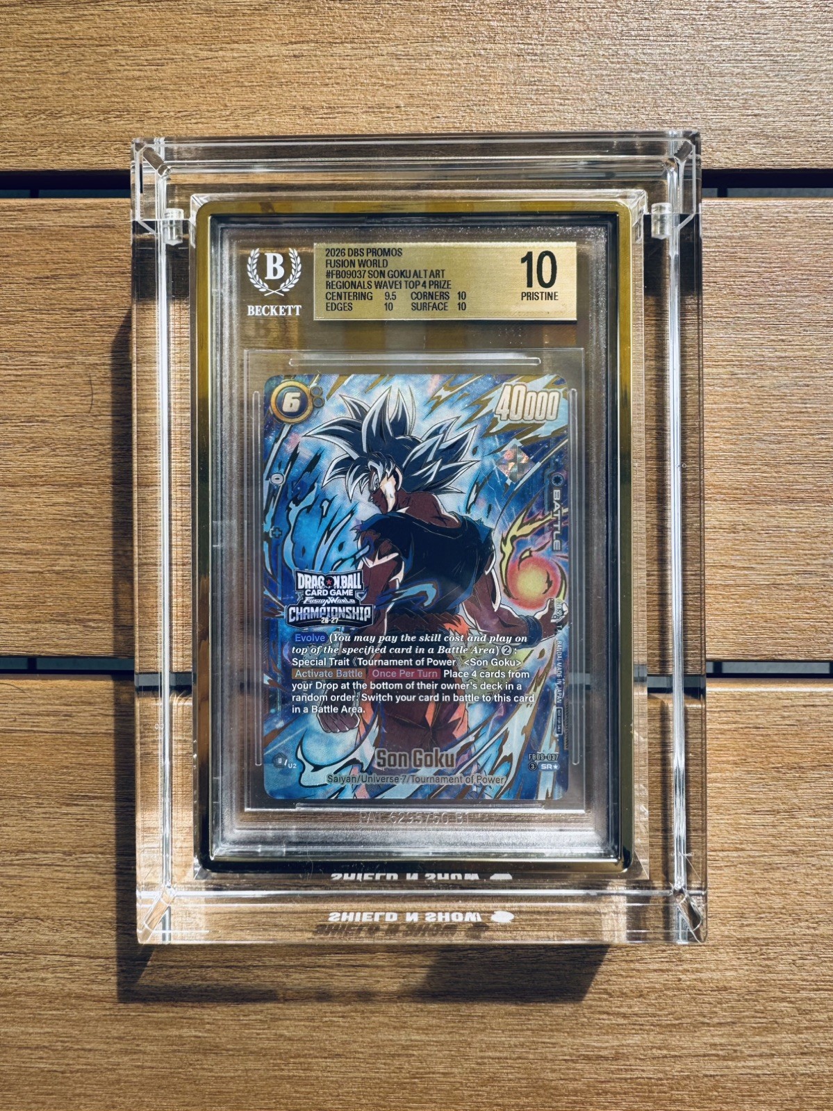 Dragon Ball Fusion World Son Goku FB09-037 Wave 1 Top4 Prize Card BGS10 
