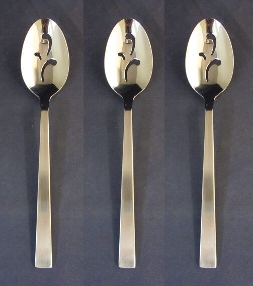 SET OF THREE - Oneida Stainless Flatware - PADOVA Slotted Serving Spoons NEW