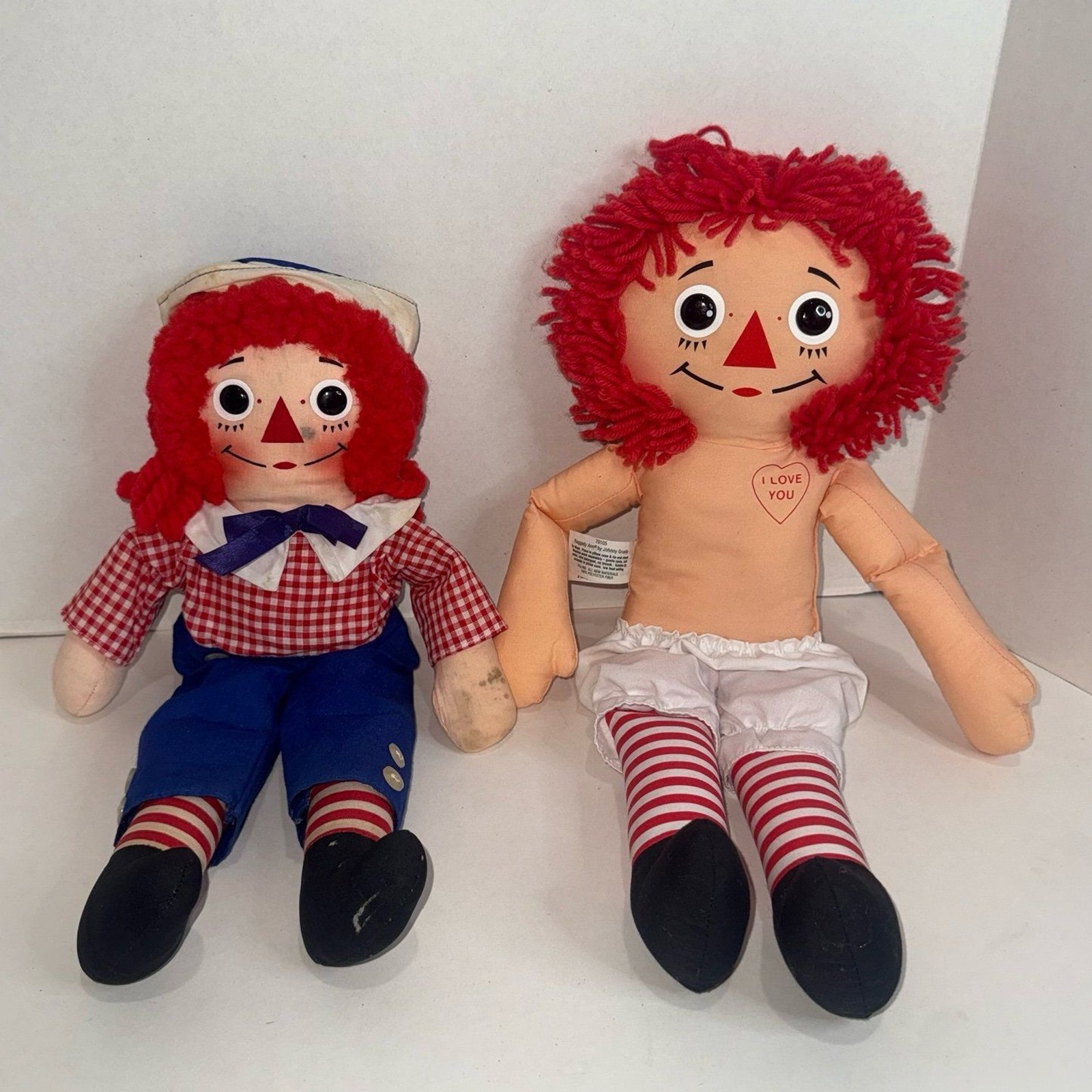 Vintage Raggedy Ann & Andy Plush Doll Lot - Knickerbocker & Playskool 1998