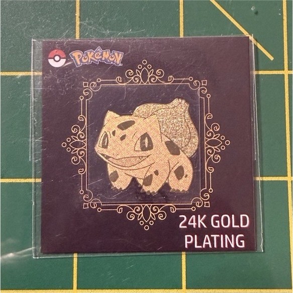 Pokémon Bulbasaur 24K Gold Plated Metal Sticker, Gold, Anime & Manga Theme