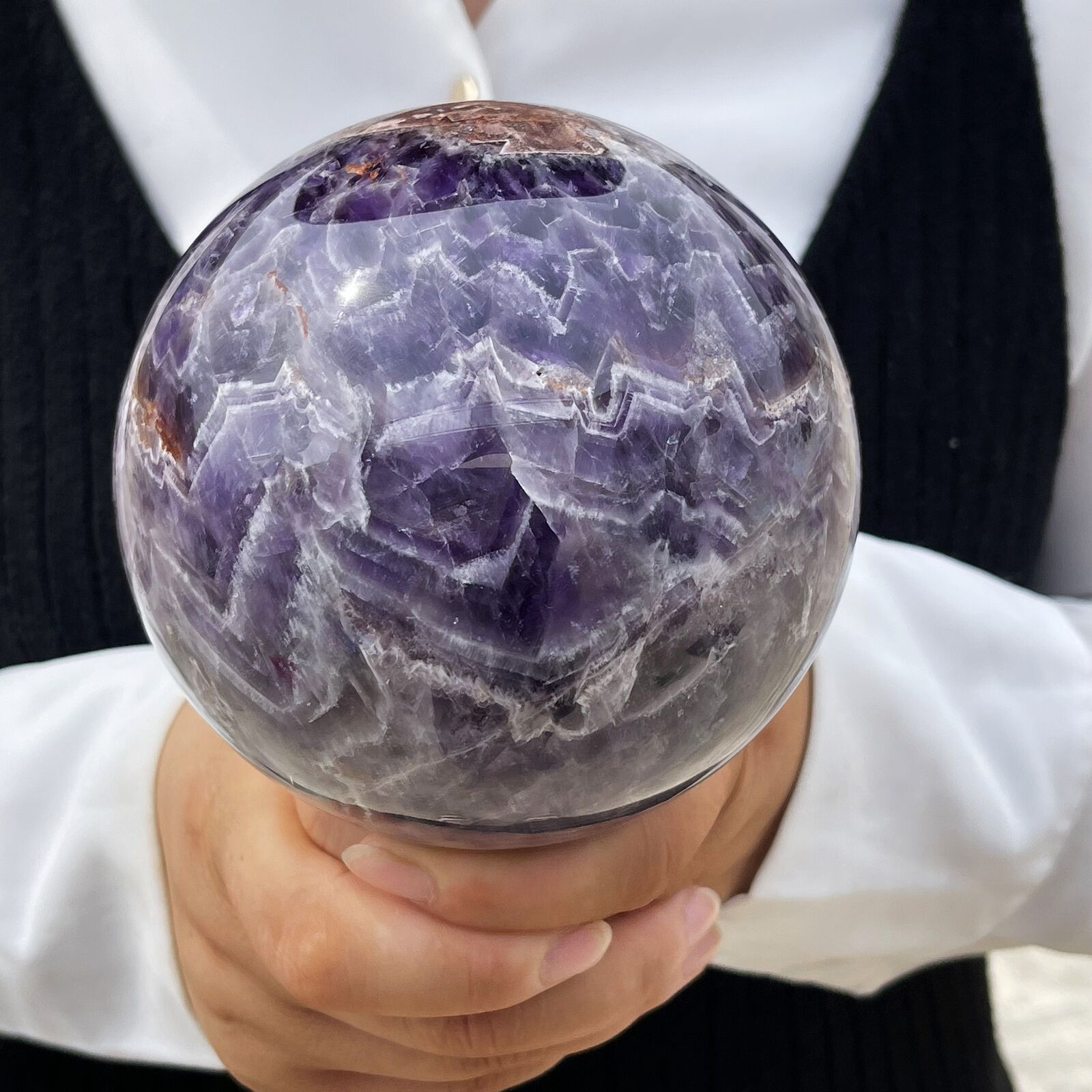4LB Natural Dreamy Amethyst Quartz Sphere Crystal Magic Ball Healing TQS9256