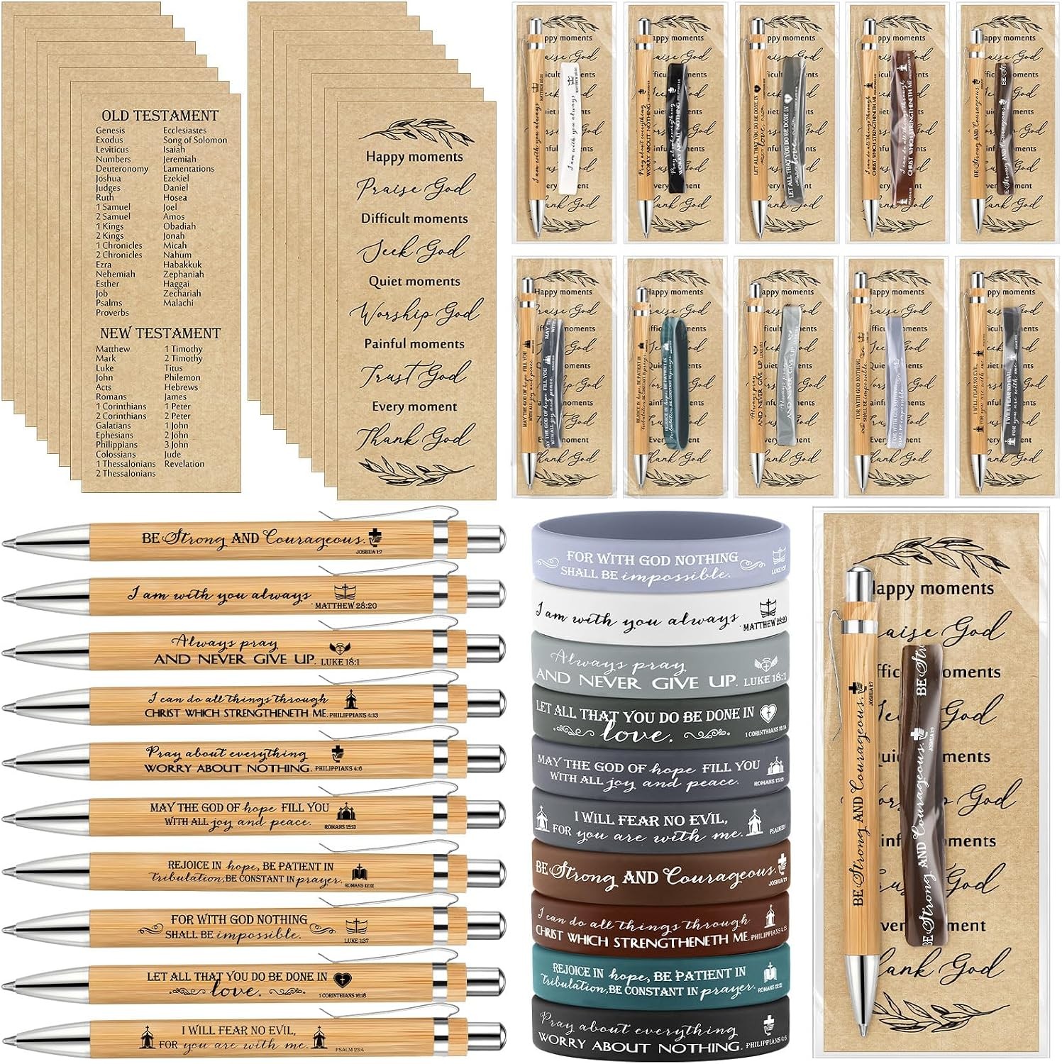 30 Set Christian Party Favors: Bible Verse Pens, Bracelets & Bookmarks 30 Set Christian Party Favors: Bible Verse Pens, Bracelets & Bookmarks