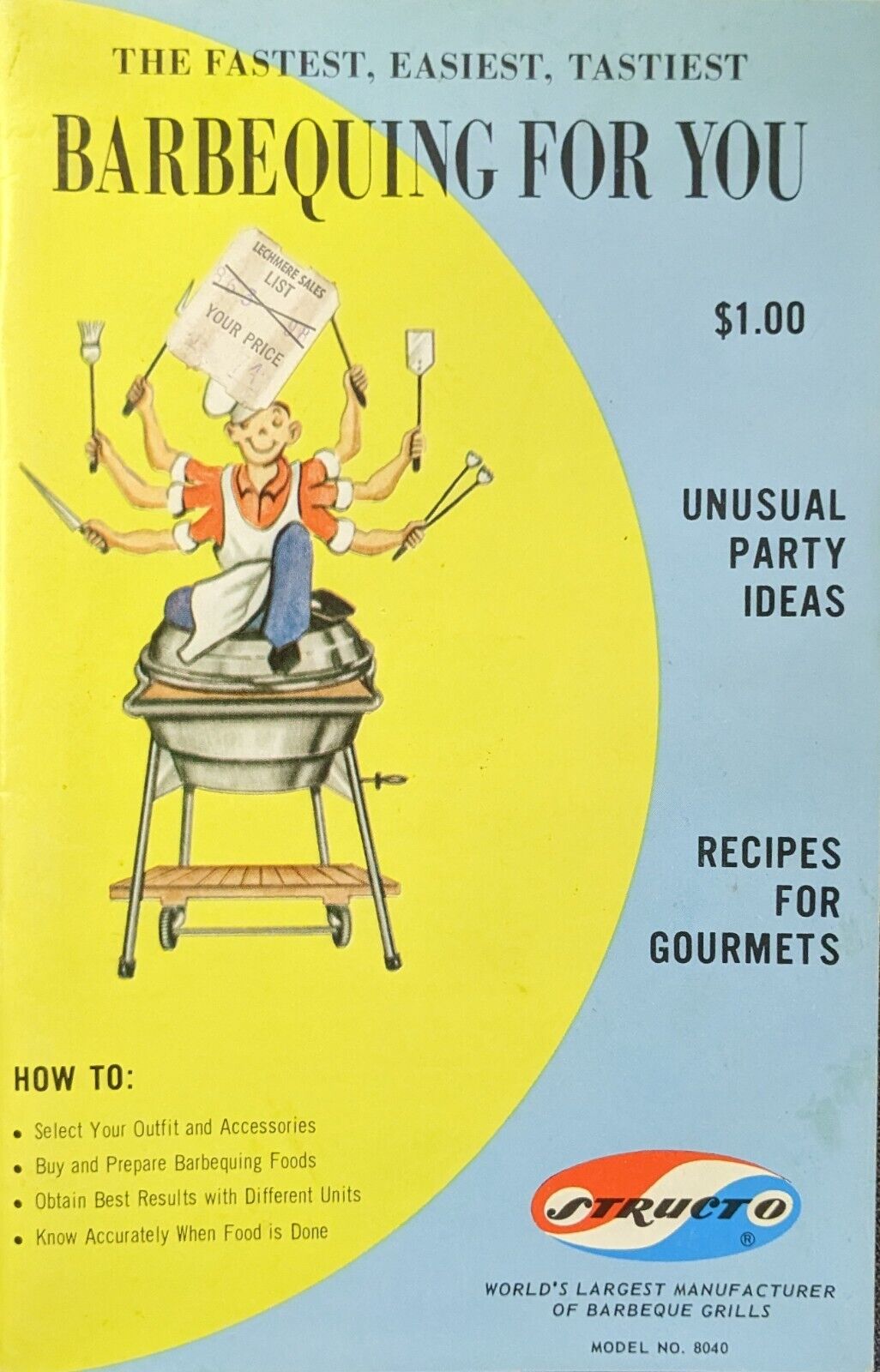 Structo BBQ Grill Recipe & How-To 1967 Book/Manual, Barbequing For You, Barbecue