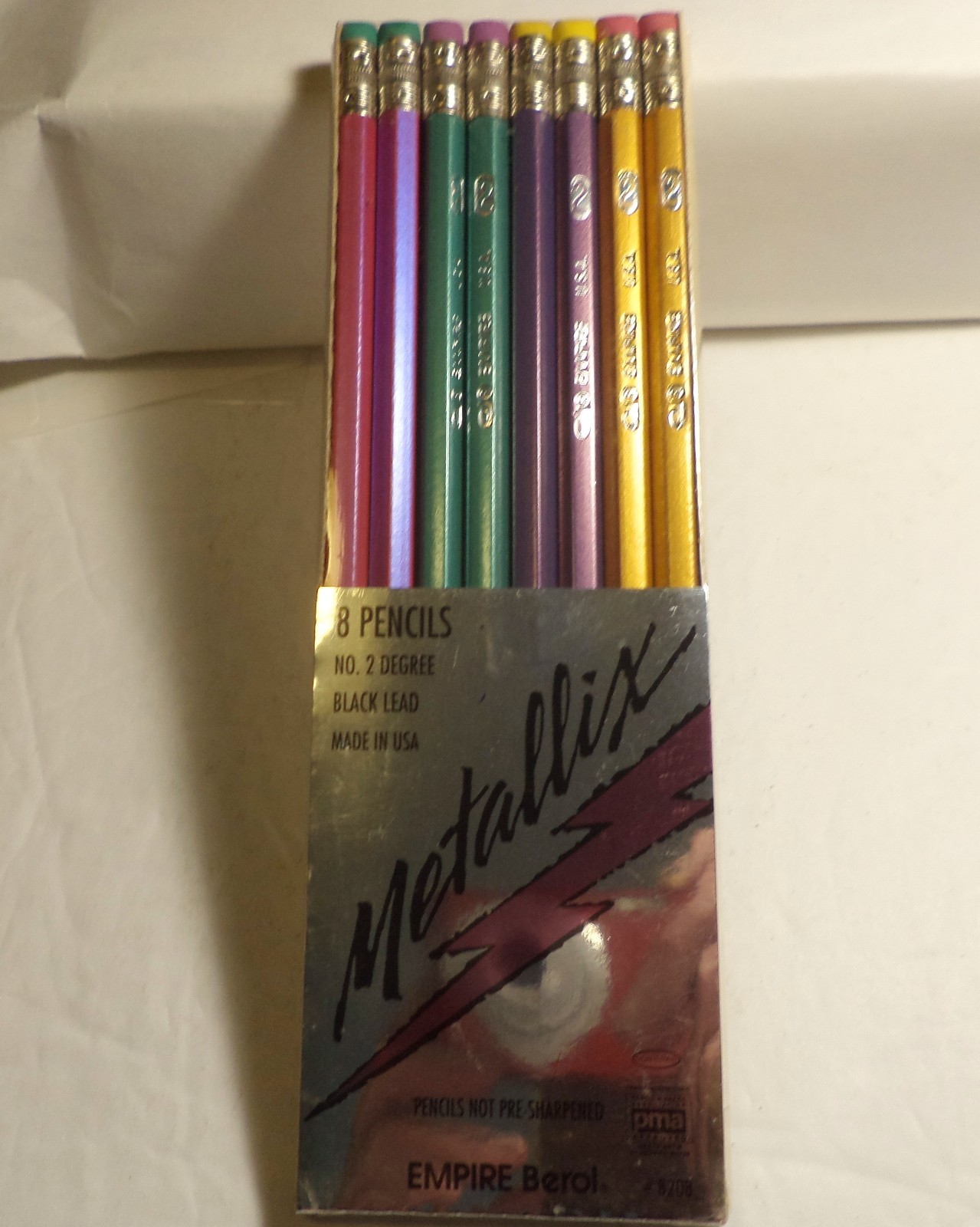 8 VTG EMPIRE BEROL METALLIX NO. 2 BLACK LEAD PENCILS MADE IN USA NEW IN PACKAGE
