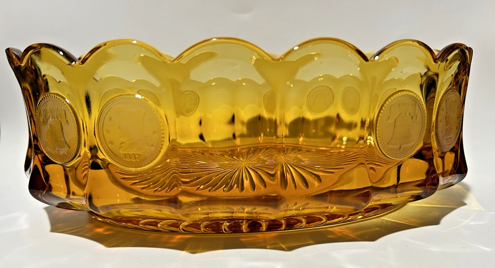 Fostoria Amber Coin Glass Oval Bowl 8.5\