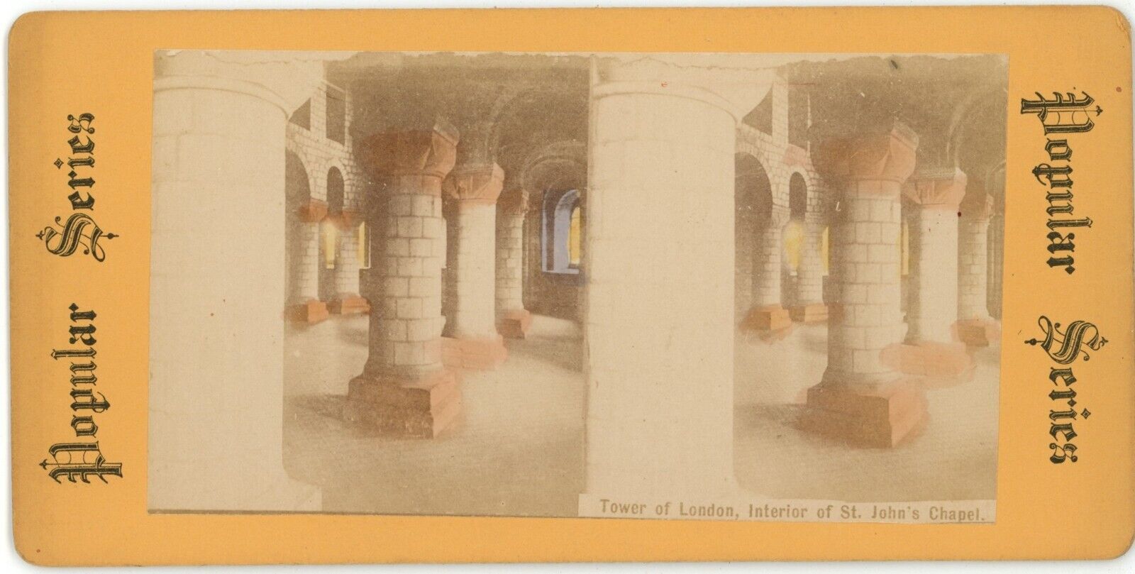 c1900\'s Real Photo Hand Tinted Stereoview Card Tower of London, Interior Chapel