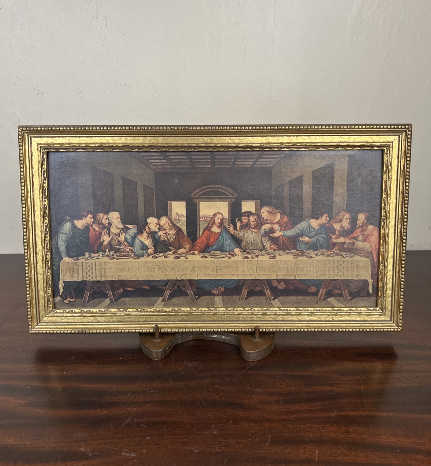 VTG The Last Supper Print Framed Gold Tone 15” x 8.6” x 7/8” Jesus Christianity VTG The Last Supper Print Framed Gold Tone 15” x 8.6” x 7/8” Jesus Christianity