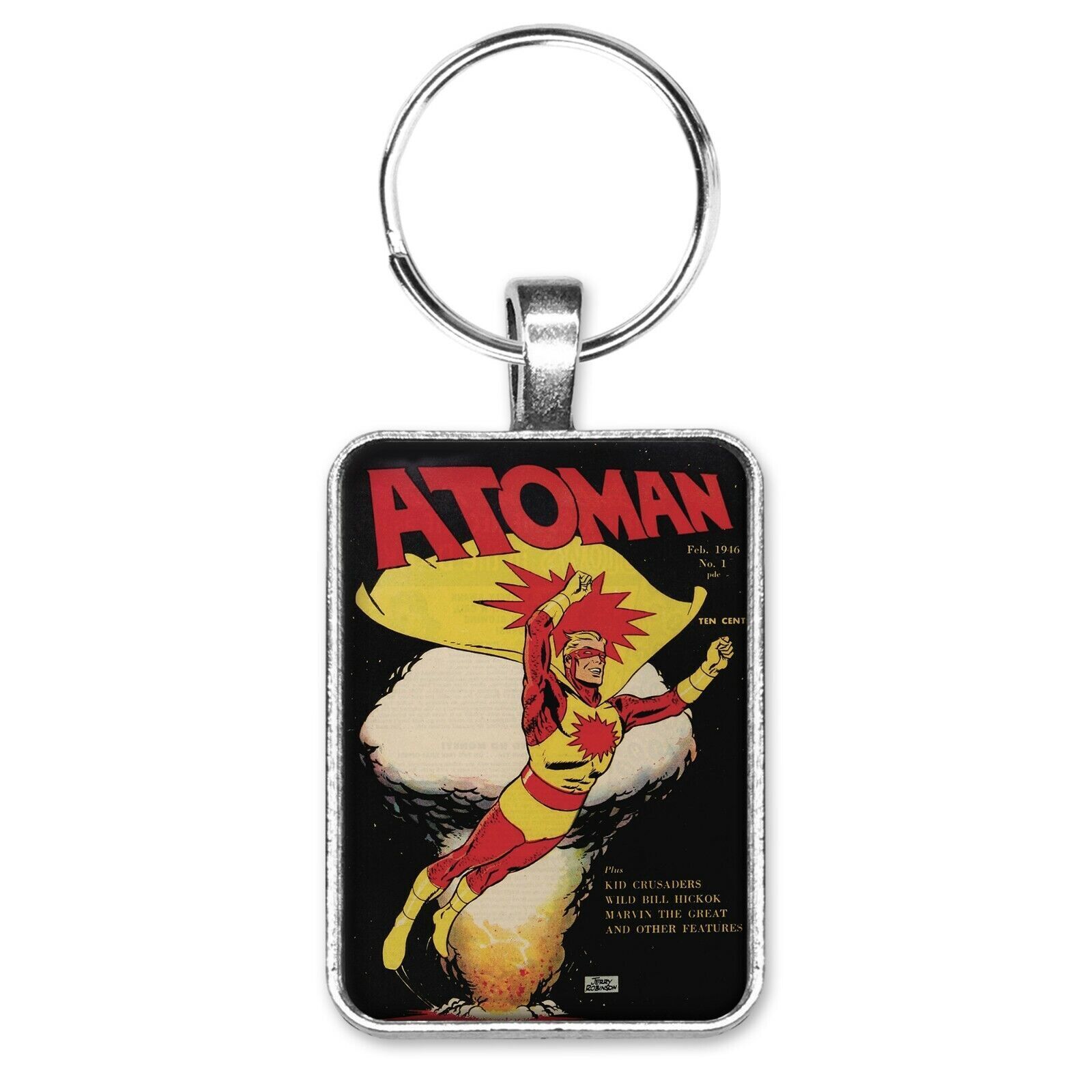 Atoman #1 Cover Key Ring or Necklace Golden Age Classic Comic Book Jewelry