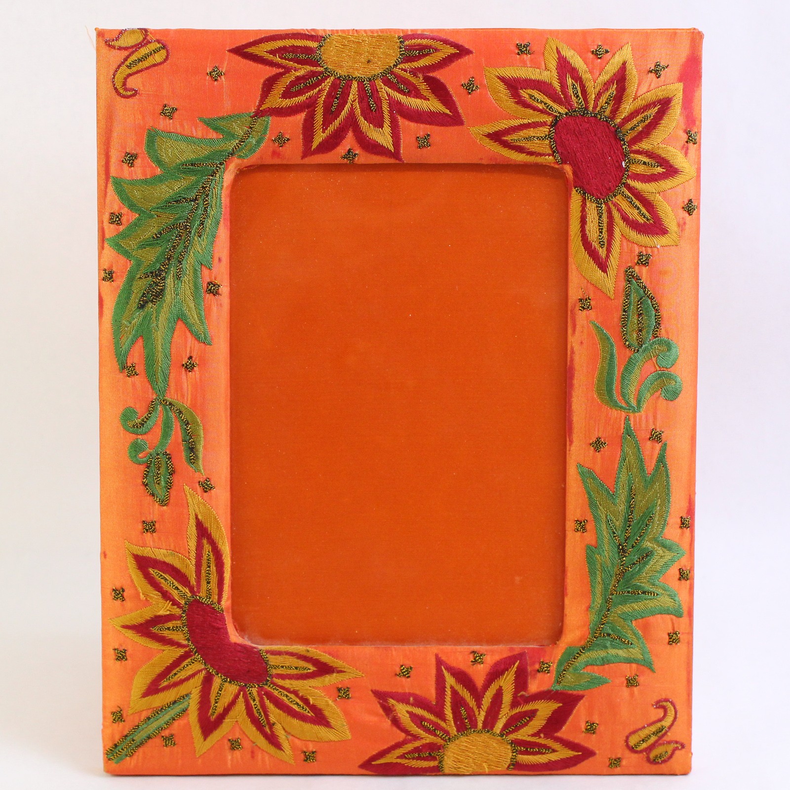 Embroidered Sunflower Design Orange Desktop Picture Frame 5\ Embroidered Sunflower Design Orange Desktop Picture Frame 5\