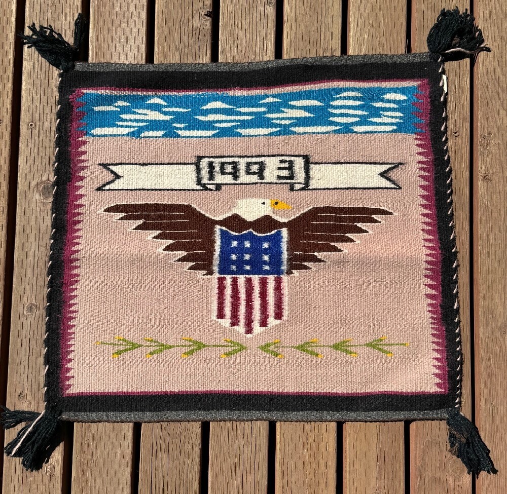 Navajo Rug Patriotic Eagle Pictorial  1993   24