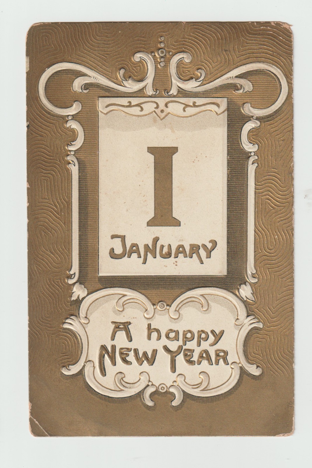 Happy New Year\'s Postcard With Jan/ 1 Date Embossed 1910 VG
