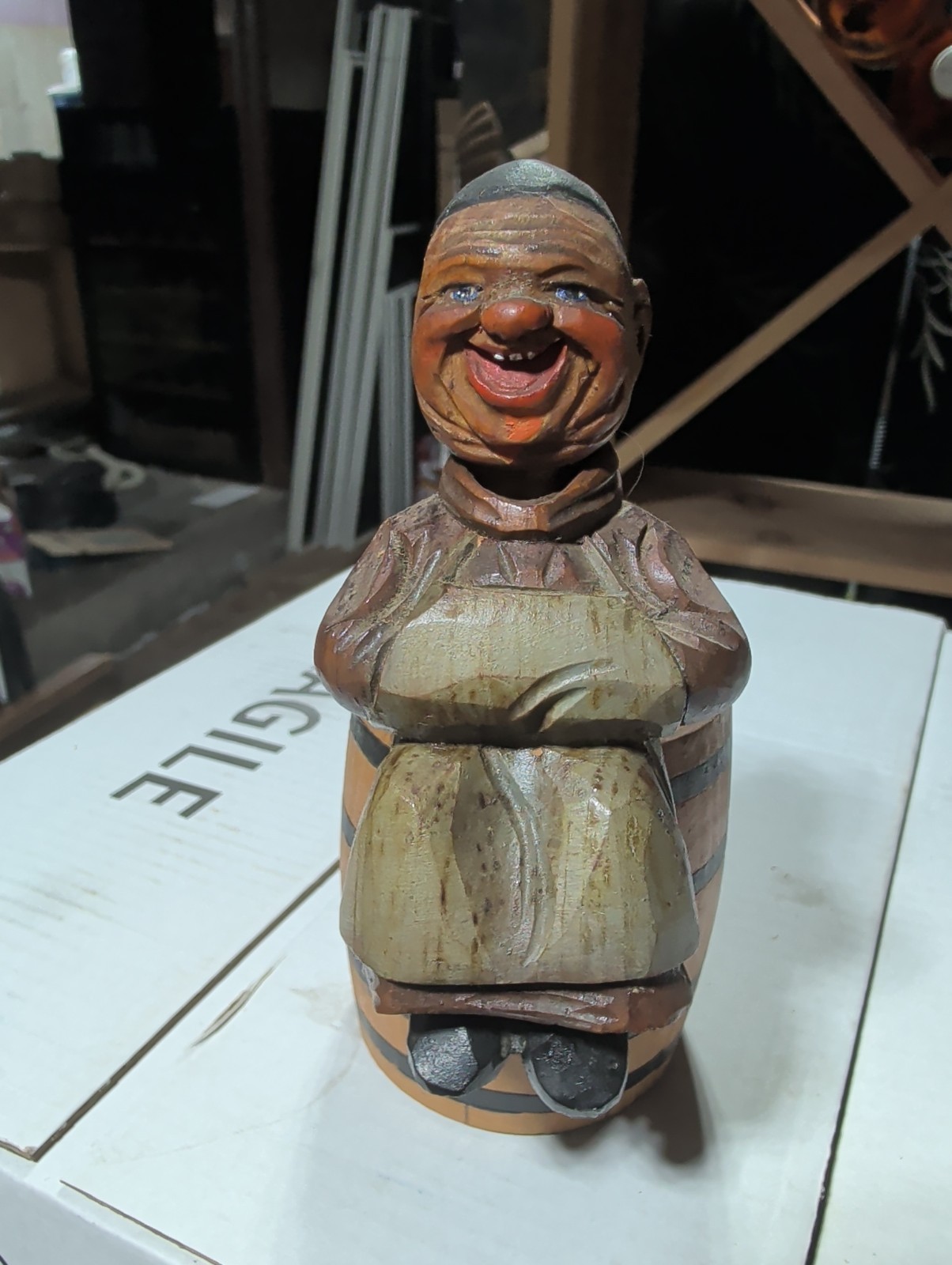 RARE Trademarked/Labeled  ANRI  MONK & Wine Jug on Cask / Corkscrew & Btl Opener