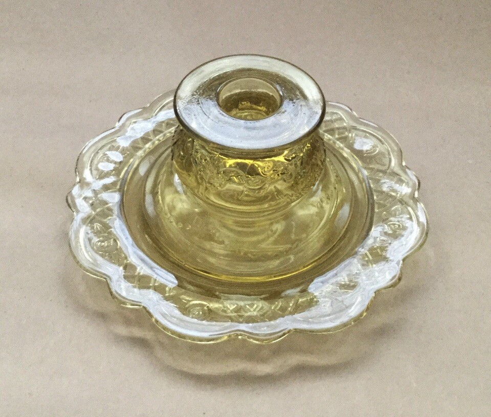 Vintage Amber Glass Reversible Candleholder candle holders vintage glass