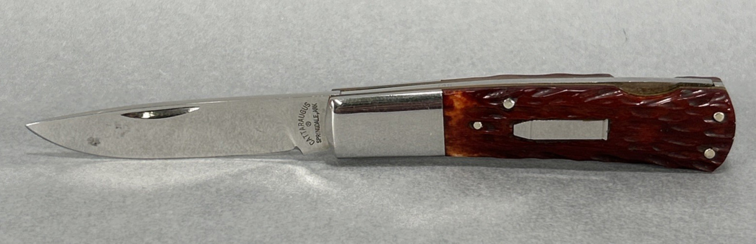Vintage Cattaraugus Lockback Pocket Knife CM-10 Brown Bone Handle Japan