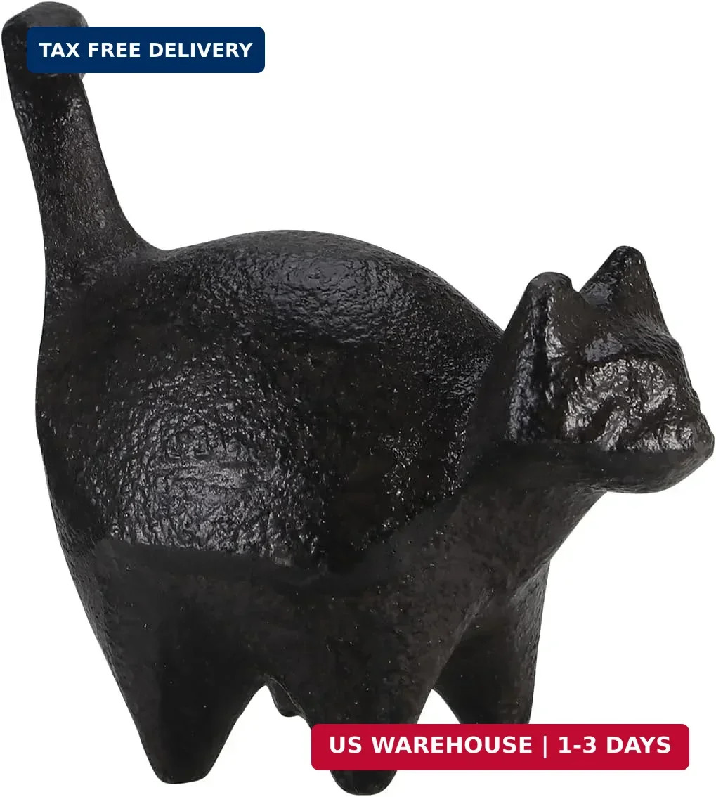 1Pcs Small Cast Iron Cat Figurines Paper Weights, Cute Weighted Animals for Tabl