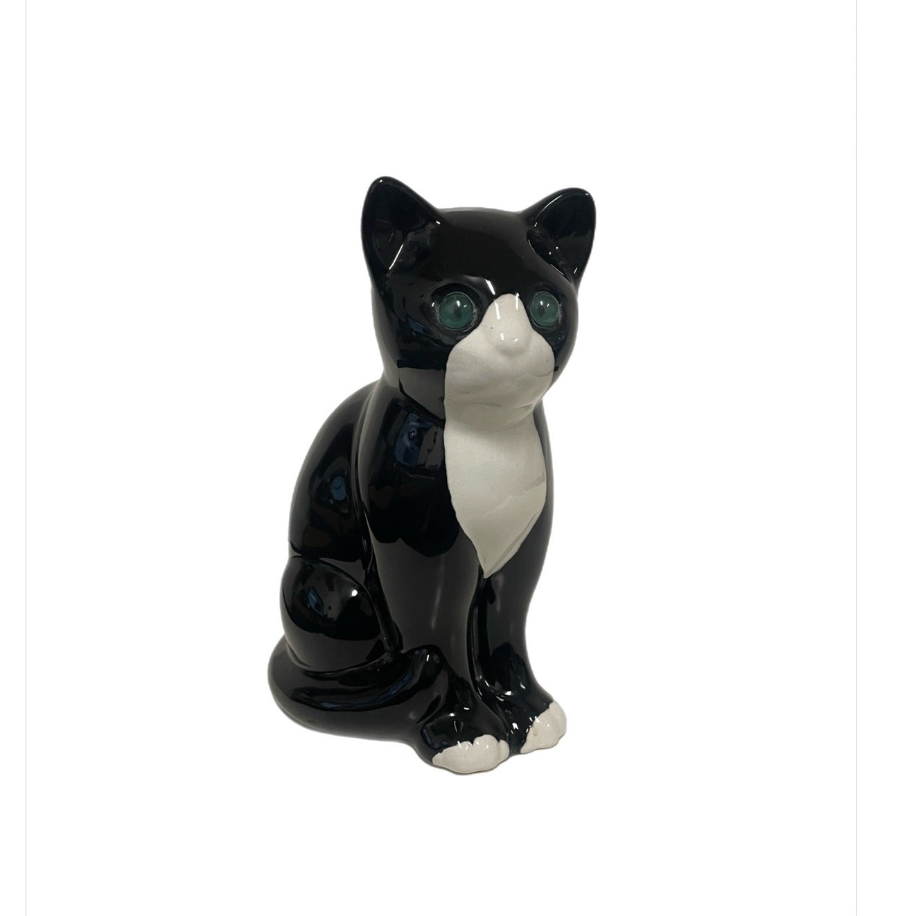 Vintage Elpa Alcobaça Portugal Ceramic Tuxedo Cat Figurine 8.5