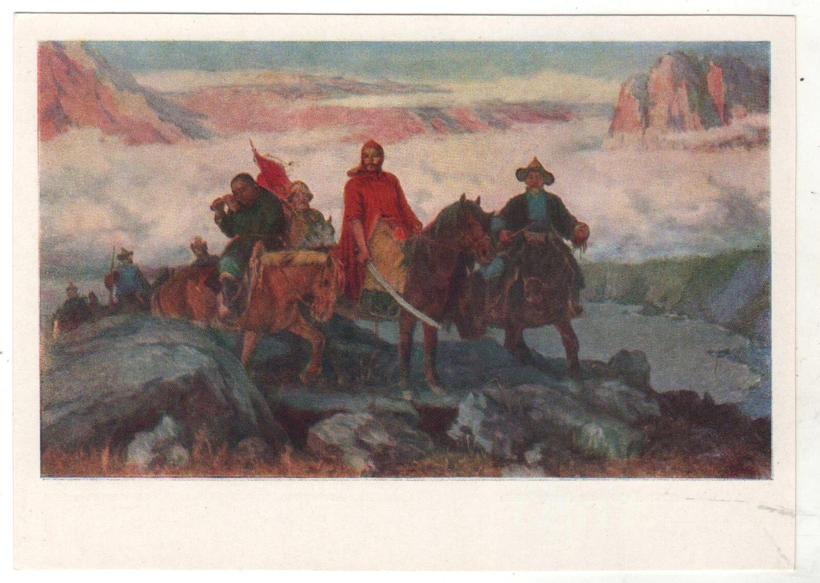 1959 MONGOLIA Mongolian Folk hero Khas-Bator Ethnic Russian Postcard Old