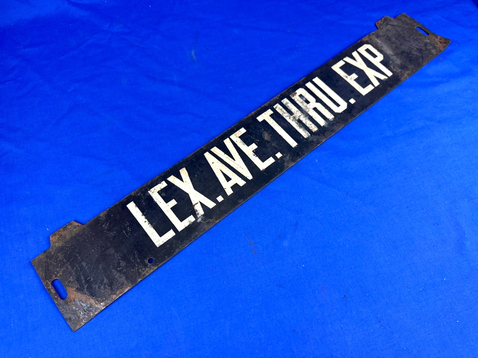 C.1925 NYC Subway Side Window Destination Plate LEX. AVE. THRU EXP. Double Side
